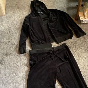Crazy Horse 2 piece track suit. Velour like. Retro. Size large.